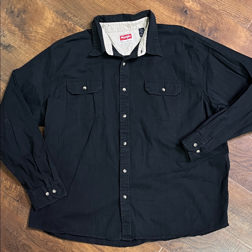 Wrangler Midnight Black Collared Cotton Shirt